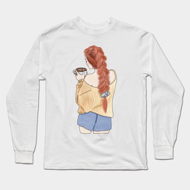 Coffee girl (2) Long Sleeve T-Shirt by piscoletters